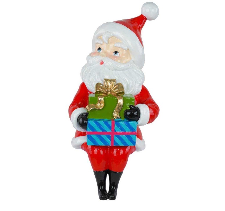 Babbo natale seduto in resina con pacchi regalo - H.35.5 cm